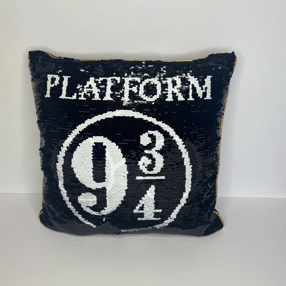 Black and White Platform 9 3/4 Flip Sequin Pillow Back Soft Velour